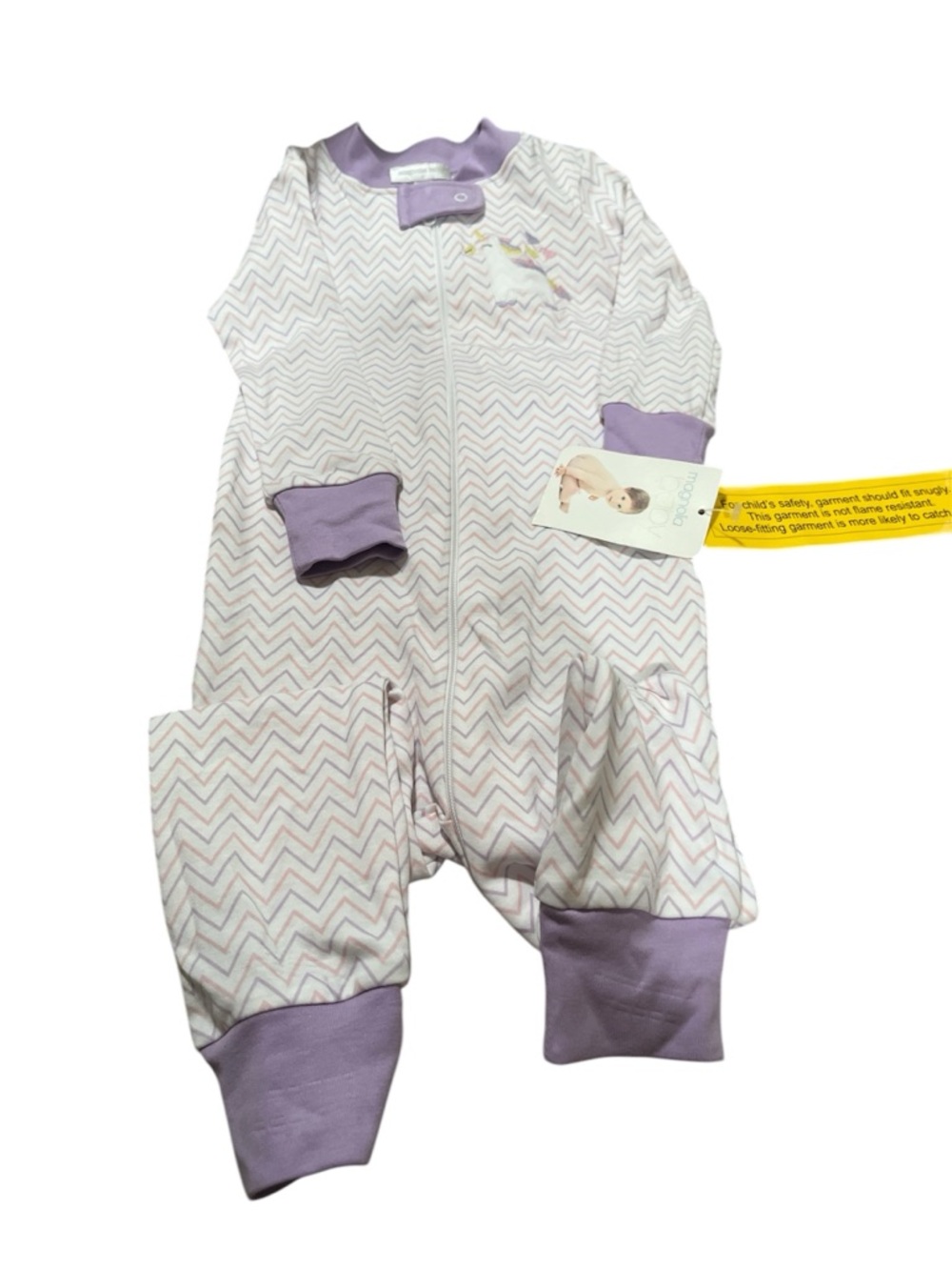 Magnolia Baby Lilac Chevron Zip-Front Kids Pajamas 24 months NWT